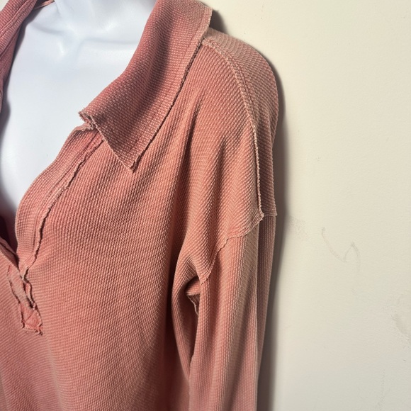 Free People Dusty Rose Long Sleeve Top with Hand Warmers - Picture 5 of 7